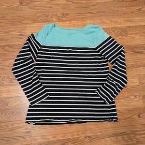 Talbots Aqua Stripe Cotton Top